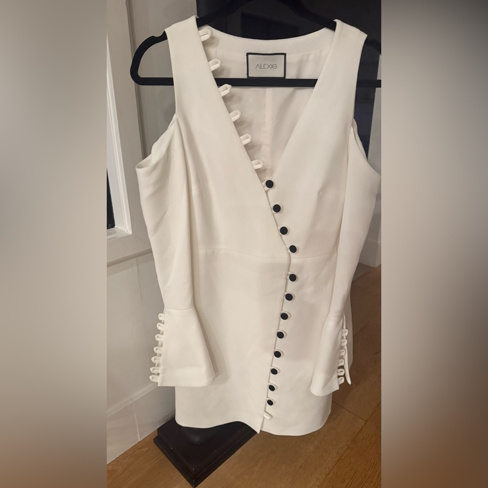 Alexis Ivory Long Sleeve Dress with Dark Buttons